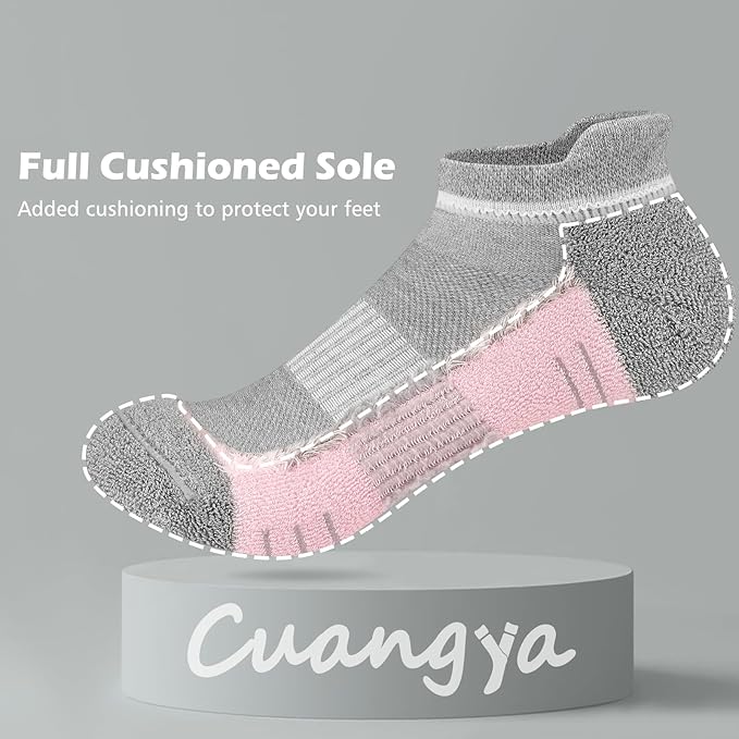 Ankle Socks Women Athletic No Show Socks Running Comfort Cushioned 5-Pairs