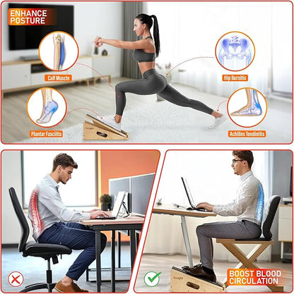 Yes4All 2-in-1 Professional Wooden Balance Boards & Slant Board, 400 lb Adjustable Incline Slant Board for Squats, Balance Boards for Adults