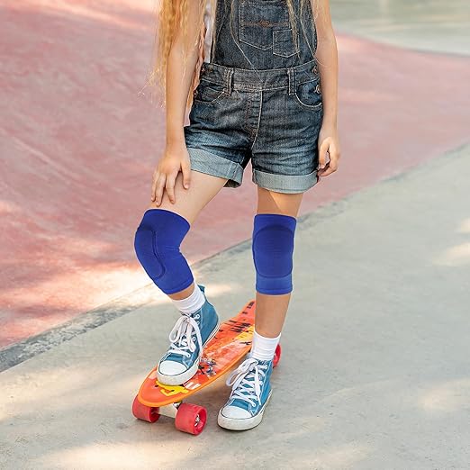 Sibba Kids Knee Pad, Breathable Elastic Knee Brace, Anti-Slip Padded Sponge Knee Protector for Volleyball Basketball Football (Blue)