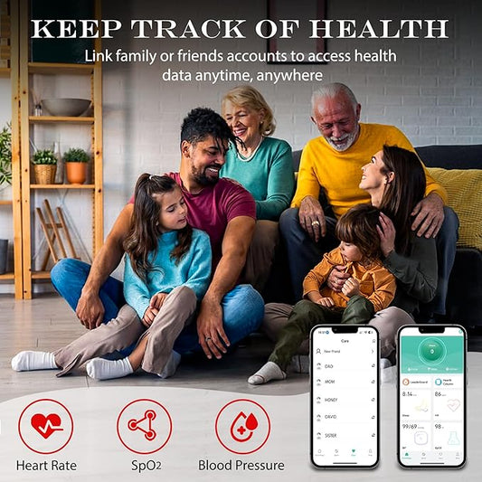 Smart Health Ring for Women Men Fitness Tracker with Heart Rate, Blood Oxygen, Blood Pressure, Sleep Monitoring, Step Counting, IP68 Waterproof for iPhone and Android, No Subscription Fee,Silver 7