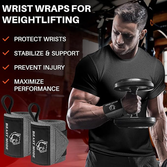 TECEUM Weightlifting 18" & 12" Wrist Wraps with Thumb Loop – Heavy Duty Wrist Workout Braces for Men and Women – Ideal for Powerlifting, Strength Training, Bodybuilding