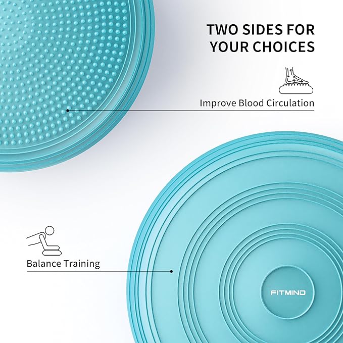 Inflated Wobble Cushion,Dyna Disc,Circular Non-slip Texture for Comfortable Sitting,Wiggle Seat to Improve Posture, Fitness, Stability for Sensory Kids Adults,Balance Seat with Pump for Core Strength