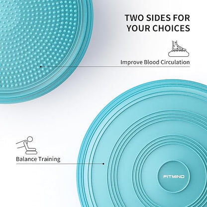Inflated Wobble Cushion,Dyna Disc,Circular Non-slip Texture for Comfortable Sitting,Wiggle Seat to Improve Posture, Fitness, Stability for Sensory Kids Adults,Balance Seat with Pump for Core Strength