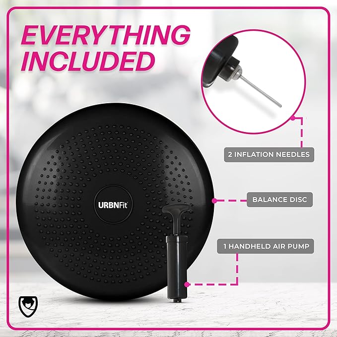 URBNFit Wobble Cushion - Balance Disc for Core Stability, Strengthening, Physical Therapy Exercise, Office Chair or Kids Classroom - Sensory Wiggle Seat Pad w/Air Pump