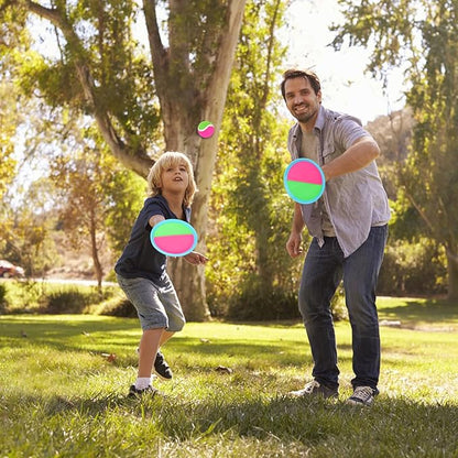Toss and Catch Ball Set 4-8, Outdoor 6 Paddles, 3 Balls,