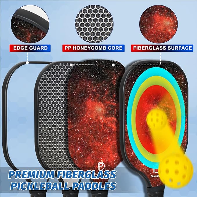 DULCE DOM Pickleball Paddles 2/4 with 4 Pickleball