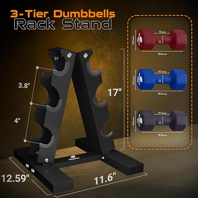 Dumbbells Storage Rack Neoprene Dumbbells Weight Rack - 2.0MM Thickness Weight Organizer Stand for Home Gym - Easy Assembly
