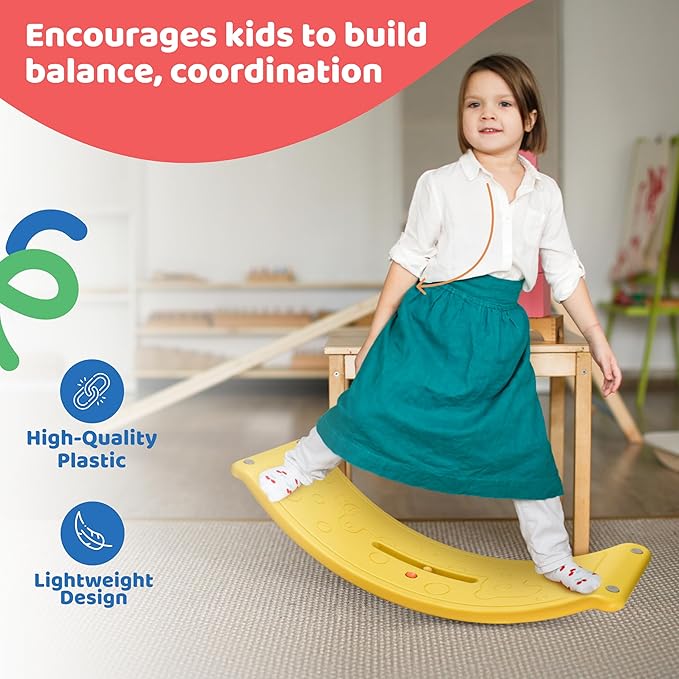 Dazmers Balance Board - Wobbler Balancing Board for Kids - Balance Board Toddler - Rocker Practice Balance - Trainer Board Toy for Toddler and Teens - Physical Exercise for All Ages