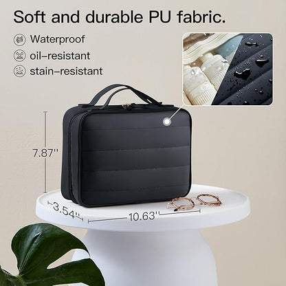 Toiletry Bag, Travel Bag for Women & Men, Portable Cosmetic Bag with Hanging Hook, Durable, Waterproof for Shampoo, Makeup, Essentials, Toiletries Acessories (Black)