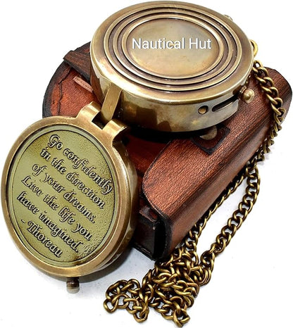 Thoreau's Go Confidently Engraved Solid Brass Nautical Pocket
