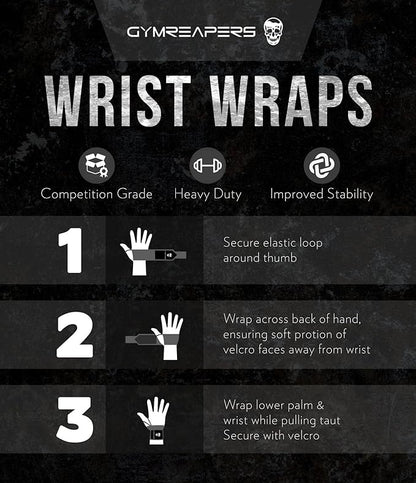 Gymreapers Weightlifting Wrist Wraps (IPF Approved) 18" Professional Quality Wrist Support with Heavy Duty Thumb Loop - Best Wrap for Powerlifting Competition, Strength Training, Bodybuilding