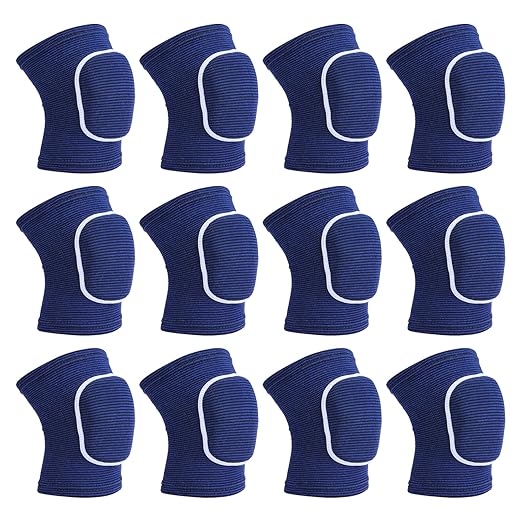 PATIKIL M Size Protective Knee Pads, 6 Pairs Sponge Volleyball Knee Pads Breathable Dance Knee Pads Brace for Women Men Football Basketball Workout, Blue