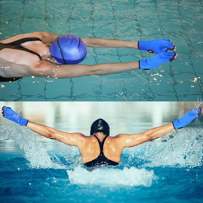 Water Aerobics Set for Aquatic Exercise 1 Pair Neoprene Swimming Glove 2 Pcs Foam Aquatic Dumbbells Water Weights Equipment Pool Resistance Fitness Equipment for Training Workouts
