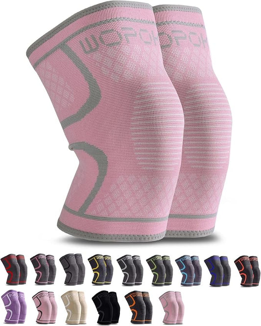Knee Brace Sleeves for Weightlifting Working out, Knee Pain Relief for Meniscus Tear Arthritis ACL MCL (2 Pack)