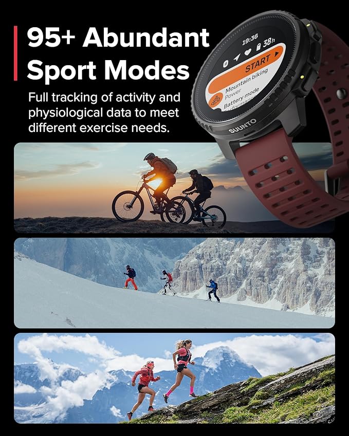 SUUNTO Vertical GPS Sports Watch, Premium Adventure Watch w/1.4 inch Touchscreen & 95+ Training Workout Analysis, Heart Rate & Sleep Tracking, 60-Day Battery Life, Dual-GNSS, Free Offline Maps, Ruby