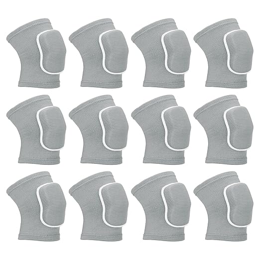 PATIKIL S Size Protective Knee Pads, 6 Pairs Sponge Volleyball Knee Pads Breathable Dance Knee Pads Brace for Women Men Football Basketball Workout, Grey