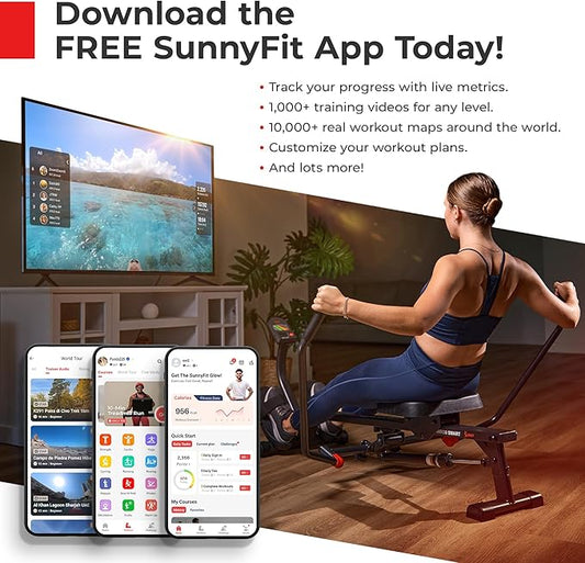 Sunny Health & Fitness Smart Air Walker Elliptical, Low-Impact 30-Inch Stride Home Glider Machine, Senior Cross Trainer for Indoor Cardio Exercise, Free SunnyFit App Bluetooth Connection- SF-E902SMART