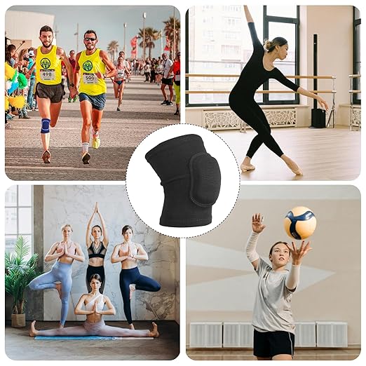 PATIKIL S Size Protective Knee Pads, 6 Pairs Sponge Volleyball Knee Pads Breathable Dance Knee Pads Brace for Women Men Football Basketball Workout, Black