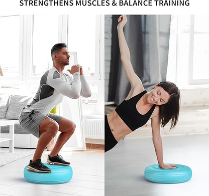 Inflated Wobble Cushion,Dyna Disc,Circular Non-slip Texture for Comfortable Sitting,Wiggle Seat to Improve Posture, Fitness, Stability for Sensory Kids Adults,Balance Seat with Pump for Core Strength