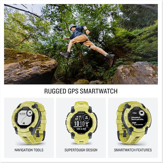 Garmin Instinct E Rugged GPS Adventure Smartwatch, Electric Lime | 45mm | Wrist Based Heart Rate Monitor, Up to 16 Days of Battery Life with Signature Stand Power Bundle