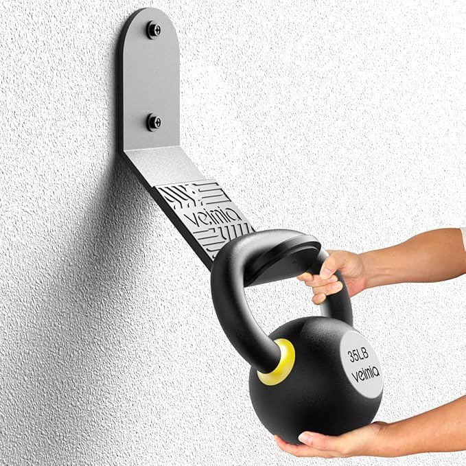 Kettle Bell Wall Rack, Wall Mounted Kettle Bell Storage Hanger, Gym Storage Mount for Many Size Kettlebell, Kettlebell Rack with Rubber mat is Choice for Home or Commercial Gyms