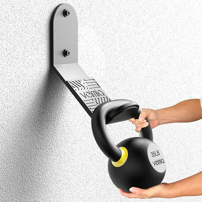 Kettle Bell Wall Rack, Wall Mounted Kettle Bell Storage Hanger, Gym Storage Mount for Many Size Kettlebell, Kettlebell Rack with Rubber mat is Choice for Home or Commercial Gyms