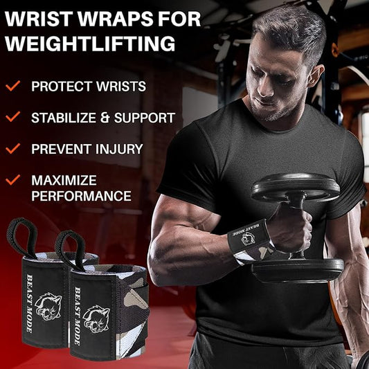 TECEUM Weightlifting 18" & 12" Wrist Wraps with Thumb Loop – Heavy Duty Wrist Workout Braces for Men and Women – Ideal for Powerlifting, Strength Training, Bodybuilding