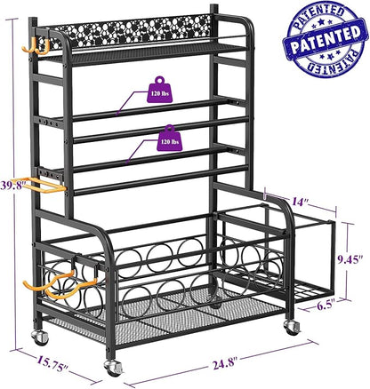 Dumbbell Rack, VOPEAK Weight Rack for Home Gym, Home Gym Storage Rack for Yoga Mat Kettlebells and Strength Training Equipment, Weight Storage Rack for Dumbbells with Wheels