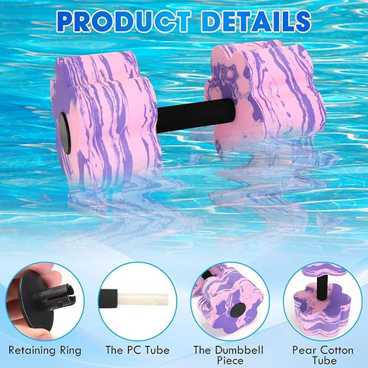 Aquatic Exercise Dumbbells, 2PCS Aqua Fitness Barbells, Flowers High-Density EVA-Foam Water Workouts, Pool Weights Dumbbells Set for Water Exercise, Aerobics Weight Loss, Pool Fitness