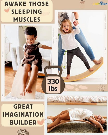 Wooden Balance Board - 37 inch Finger Safe Wobble Board for Toddlers, Wooden Balance Board for Kids
