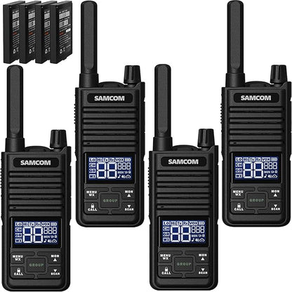 SAMCOM GMRS Walkie Talkies for Adults T2 Rechargeable 2 Watt Radio,30 Channels (4 Pack)