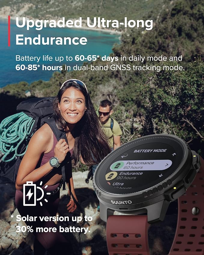 SUUNTO Vertical GPS Sports Watch, Premium Adventure Watch w/1.4 inch Touchscreen & 95+ Training Workout Analysis, Heart Rate & Sleep Tracking, 60-Day Battery Life, Dual-GNSS, Free Offline Maps, Ruby