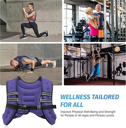 ZELUS Weighted Vest, 8lb Weight Vest with Reflective Stripe for Workout, Strength Training, Running, Fitness, Muscle Building, Weight Loss, Weightlifting