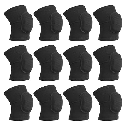 PATIKIL S Size Protective Knee Pads, 6 Pairs Sponge Volleyball Knee Pads Breathable Dance Knee Pads Brace for Women Men Football Basketball Workout, Black