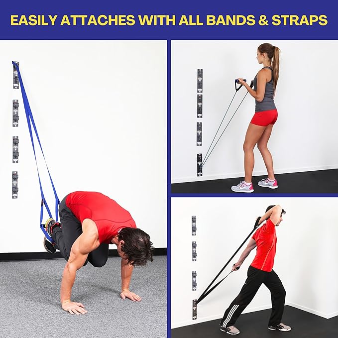 Anchor Gym Plus Station - Resistance Band Wall Mount System (4 Units, 8 Anchoring Points) | Wall Anchors for Resistance Bands, Bodyweight Straps, Cables & Workout Ropes | Heavy-Duty Gym Wall Anchors