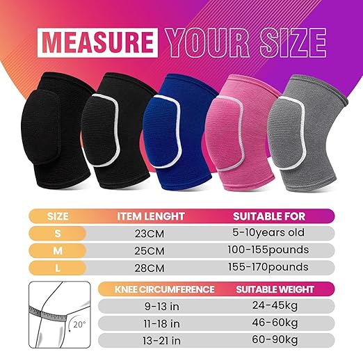 Volleyball Knee Pads,Knee Pads for Women,Men,Kids,Girls,Knee Brace for Basketball Volleyball Football Dance Yoga Tennis Running Cycling Workout Climbing (Black, Large)
