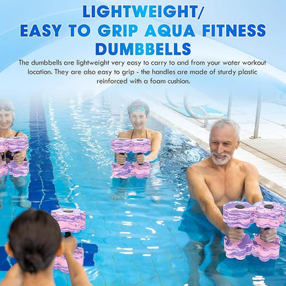 Aquatic Exercise Dumbbells, 2PCS Aqua Fitness Barbells, Flowers High-Density EVA-Foam Water Workouts, Pool Weights Dumbbells Set for Water Exercise, Aerobics Weight Loss, Pool Fitness