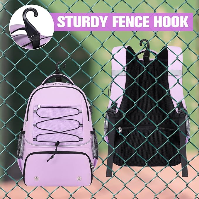 Bevalsa Pickleball Bag for Women Men Teens, Tennis Bag with Shoe Compartment, Multifunctional Sports Padel Racket Bag Badminton Backpack Fits 4 Rackets with Fence Hook