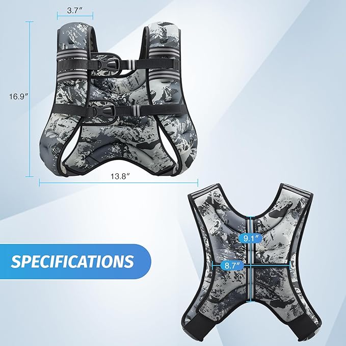ZELUS Weighted Vest, 16lb Weight Vest with Reflective Stripe for Workout, Strength Training, Running, Fitness, Muscle Building, Weight Loss, Weightlifting