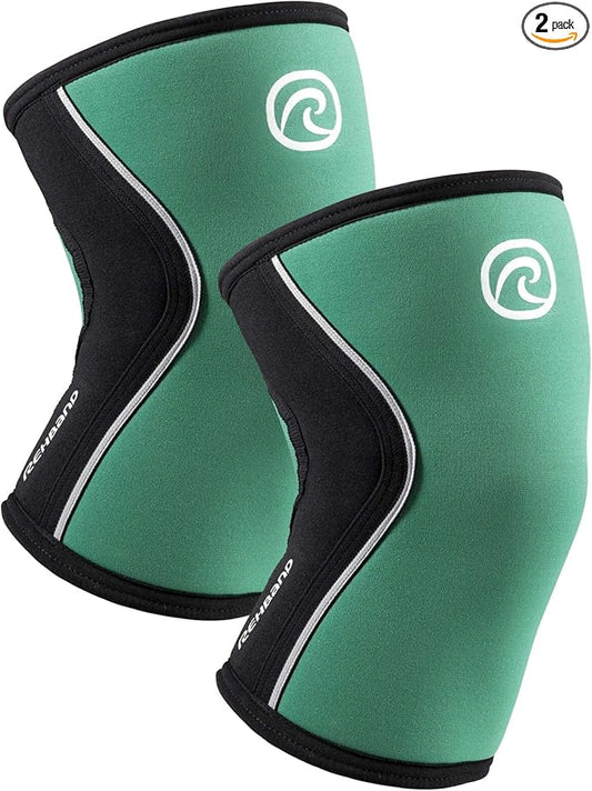 Rehband 5mm Knee Sleeves for Functional Training, Cross-Training & Powerlifting, Weightlifting Knee Support made of Neoprene, Unisex, Colour:Emerald Green - 1 Pair, Size:Medium