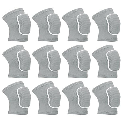 PATIKIL L Size Protective Knee Pads, 6 Pairs Sponge Volleyball Knee Pads Breathable Dance Knee Pads Brace for Women Men Football Basketball Workout, Grey