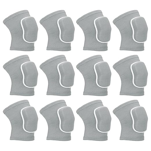 PATIKIL L Size Protective Knee Pads, 6 Pairs Sponge Volleyball Knee Pads Breathable Dance Knee Pads Brace for Women Men Football Basketball Workout, Grey