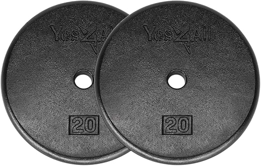 Yes4All 1 Inch Grip Cast Iron Weight Plates for Dumbbells – Standard Weight Plates - 20lb