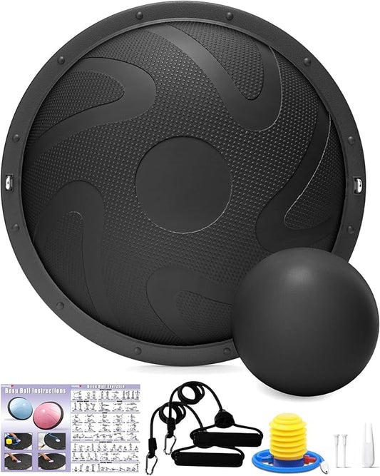 nonogo Half Balance Ball Trainer with Resistance Bands & Small Exercise Ball, Stability Ball for Core Strength, Full Body Workout, Yoga, Fitness, Physical Therapy