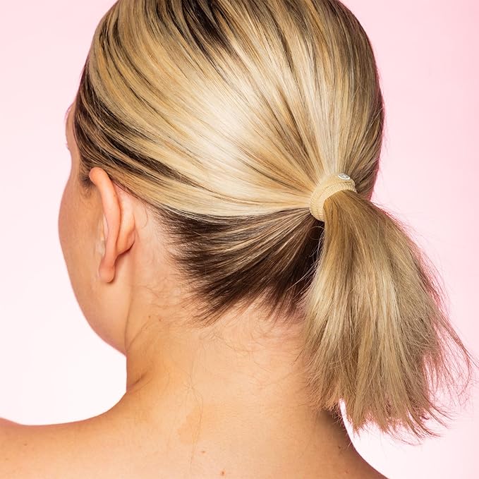 Gimme Beauty X-Fine Hair Bands - Slim-Fit Elastic Ties for Extra Fine Hair - No-Dent, Gentle-Grip Ponytail Holders for All-Day Comfort - 20 Pack, Blonde
