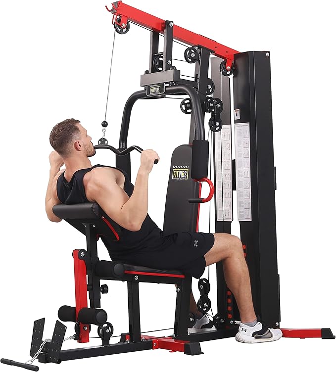 Home Gym, Multifunctional Workout Equipment with Leg Press, Exercise Equipment for Home with Pulley System