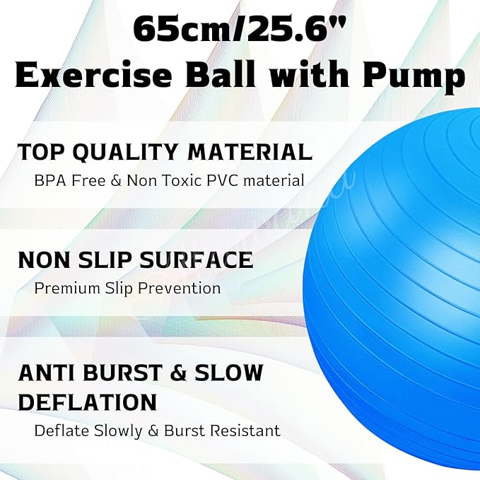 Atarvana Cardio Drumming Equipment Set, Extra Thick Yoga Ball with Pump & Cardio Drumming Sticks with Grips, Aerobic Exercise Ball Drumsticks Workout Set for Stability, Rhythm, Gymnastics
