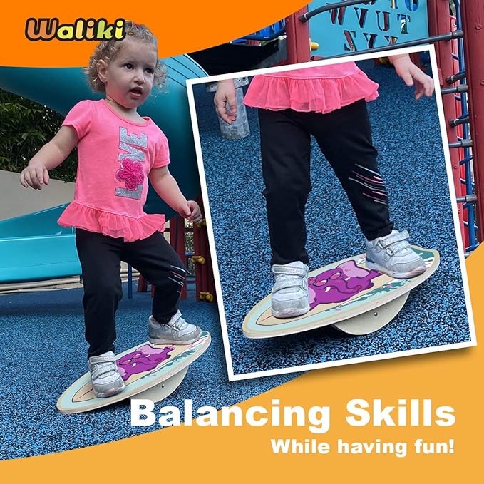 WALIKI Wood Balance Board | Ages 3-8 | Toddlers and Kids |