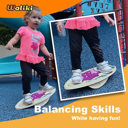 WALIKI Wood Balance Board | Ages 3-8 | Toddlers and Kids |