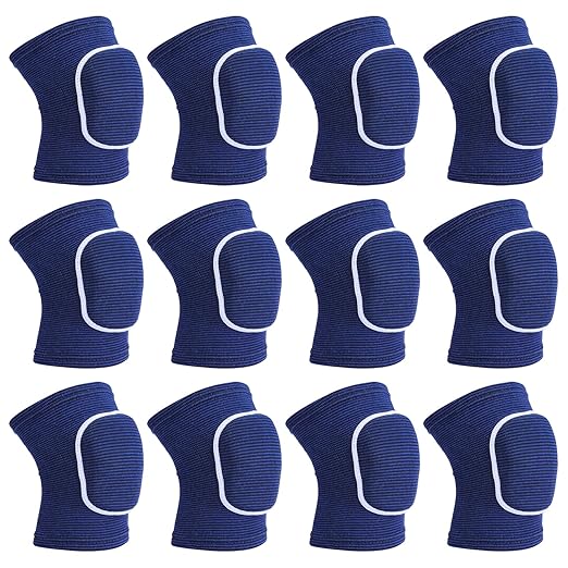 PATIKIL L Size Protective Knee Pads, 6 Pairs Sponge Volleyball Knee Pads Breathable Dance Knee Pads Brace for Women Men Football Basketball Workout, Blue
